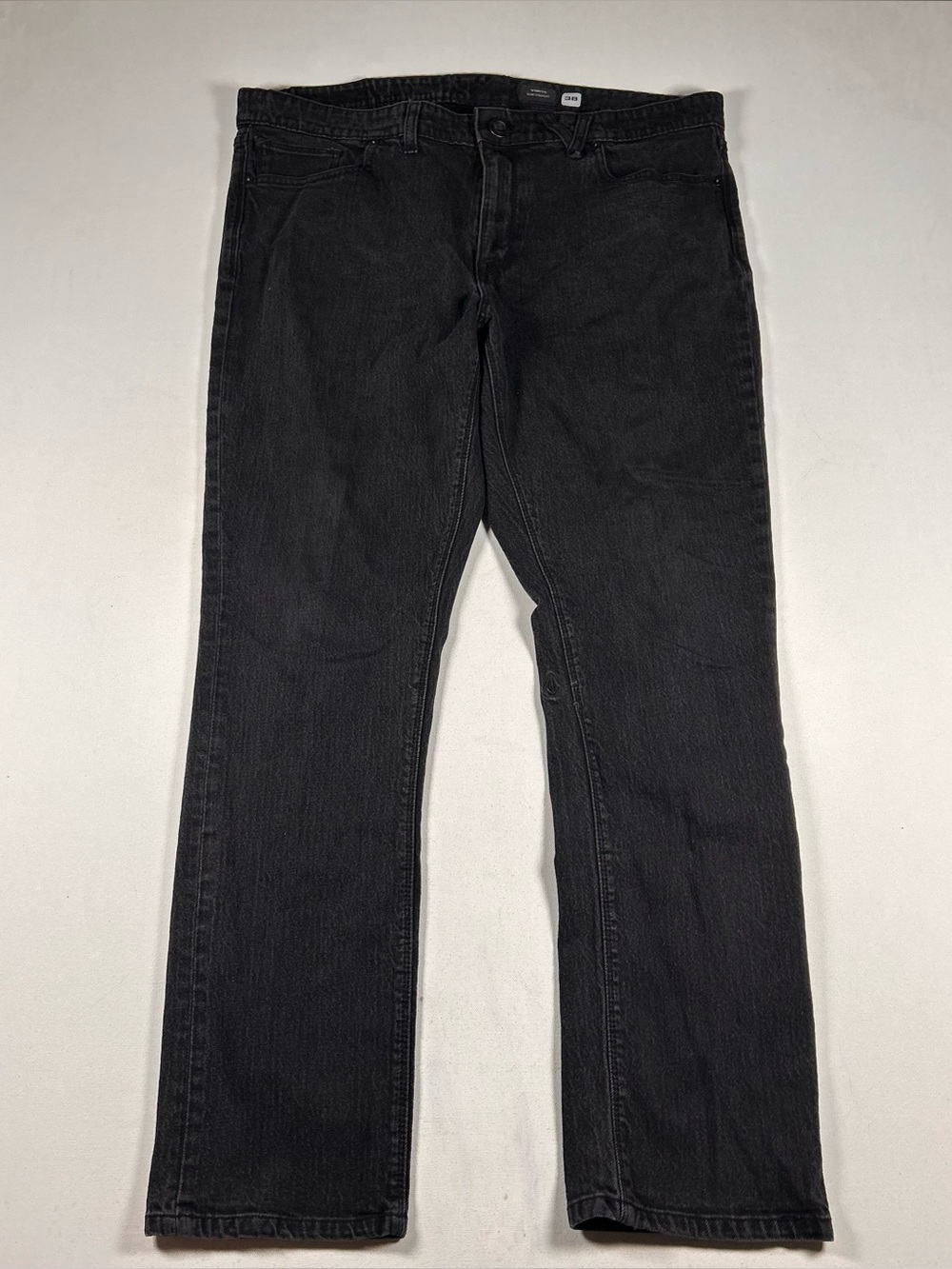 Volcom Vorta Slim Straight Stretch Denim Jeans Black Mens Size 38x30